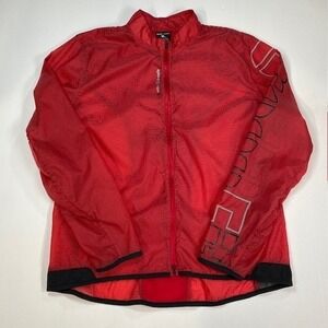 Reebok CrossFit Mens XL Red Striped Full Zip Windbreaker Jacket Z67105